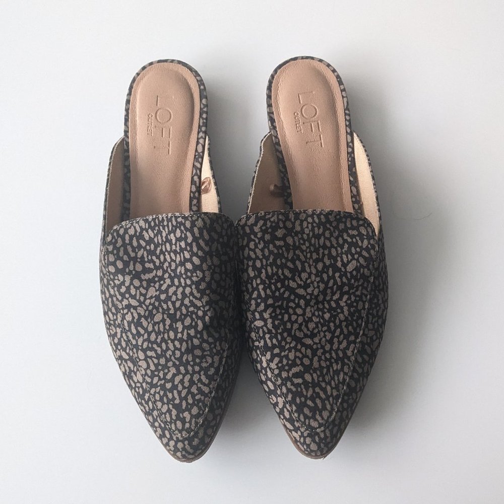 Loft -  Cheetah Print Slip On Mule Loafer Flats - Size 7